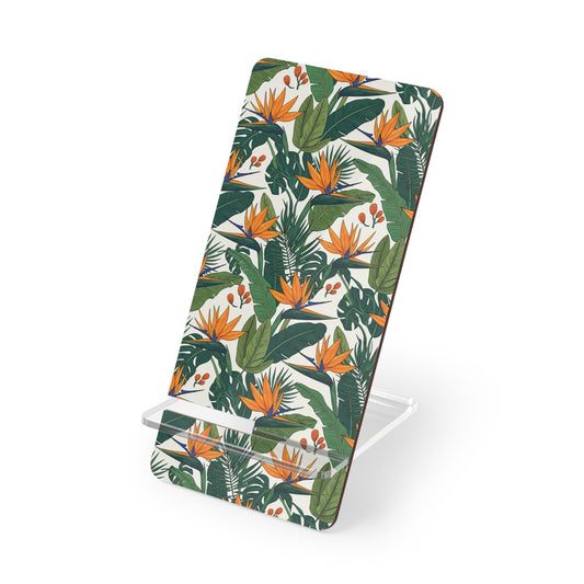 Tropical Bird of Paradise Phone Stand — Foldable Mobile Display Dock