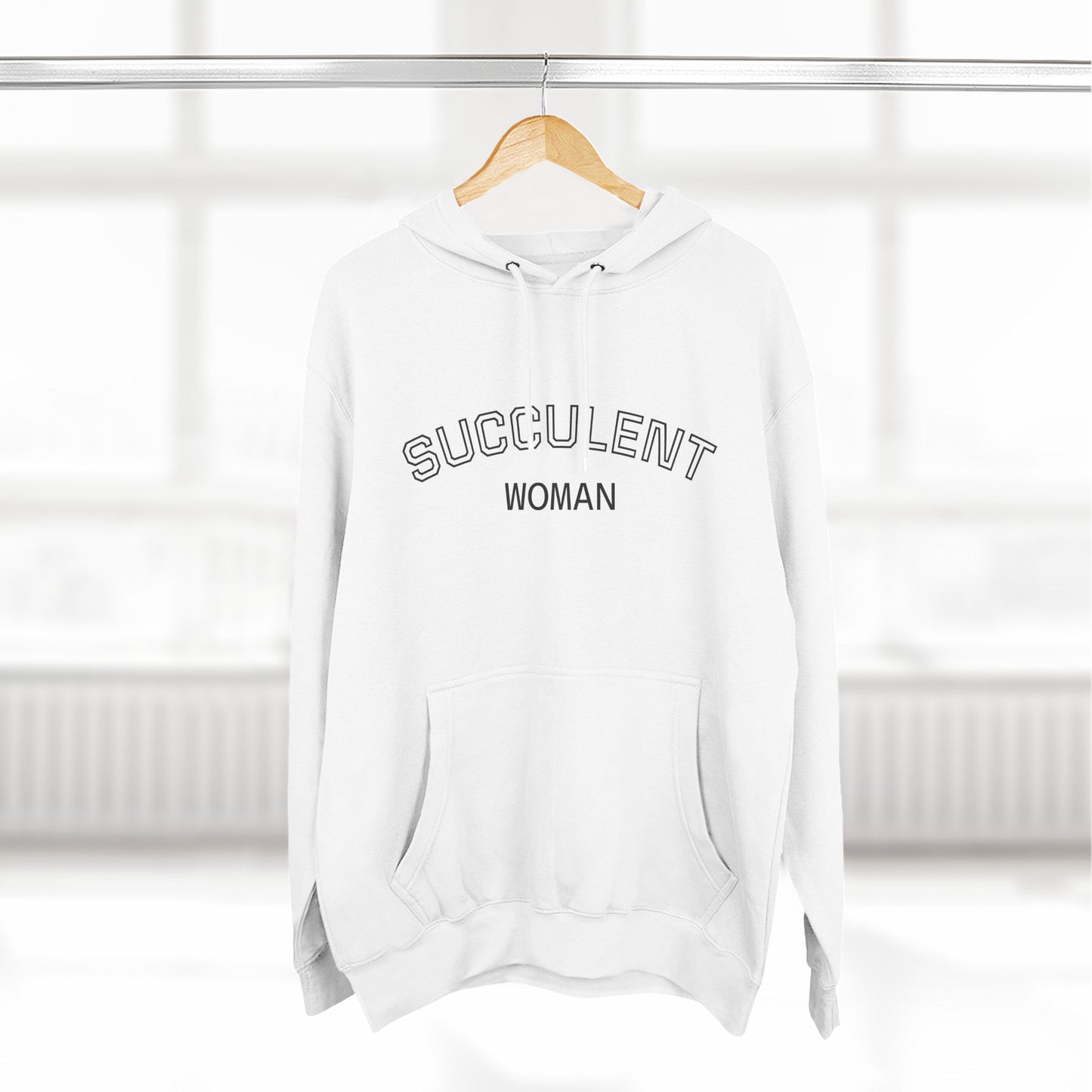 Fleece Hoodie: Succulent University Design, Botanical Plant Lover Gift, Cactus Lover Sweatshirt