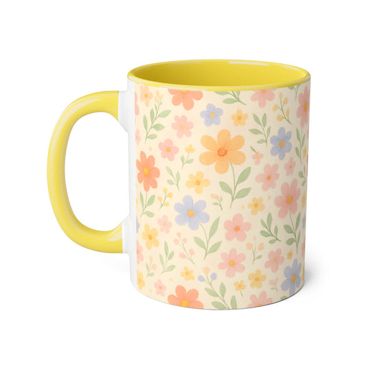 Dainty Floral Accent Mug, Elegant Flower Coffee Cup, Tea Mug, Floral Kitchen Decor, Gift for Her, Botanical Mug