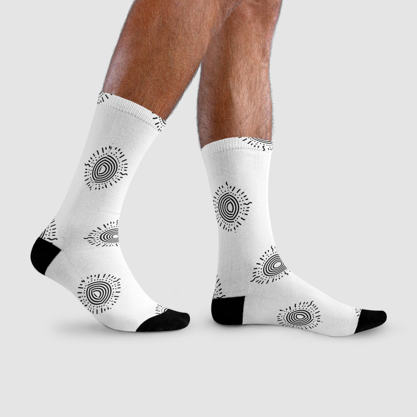 Sun Minimalist Sublimation Crew Socks, Footwear, Accessories, Gift, Trendy, Cute, Fashion, Bright, Colorful, Casual