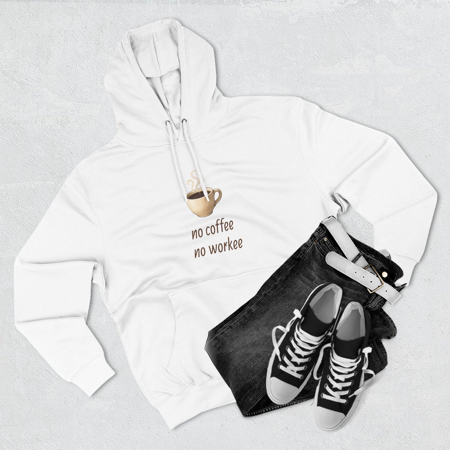 Fleece Hoodie: with 'no coffee no workee' Design, Coffee Lover Gift, Cozy Sweatshirt, Coffee Addict Shirt, Sarcastic