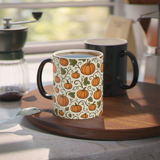 Magic Mug, Autumn Pumpkins Design, Color Changing Mug, Fall Kitchen Decor, Thanksgiving Gift, Halloween Cup