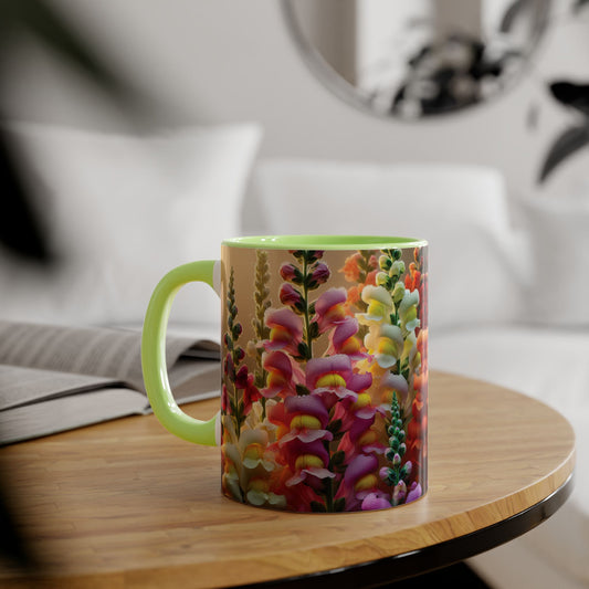 Snapdragon Floral Accent Mug – 11oz Ceramic Coffee Cup for Garden Lovers