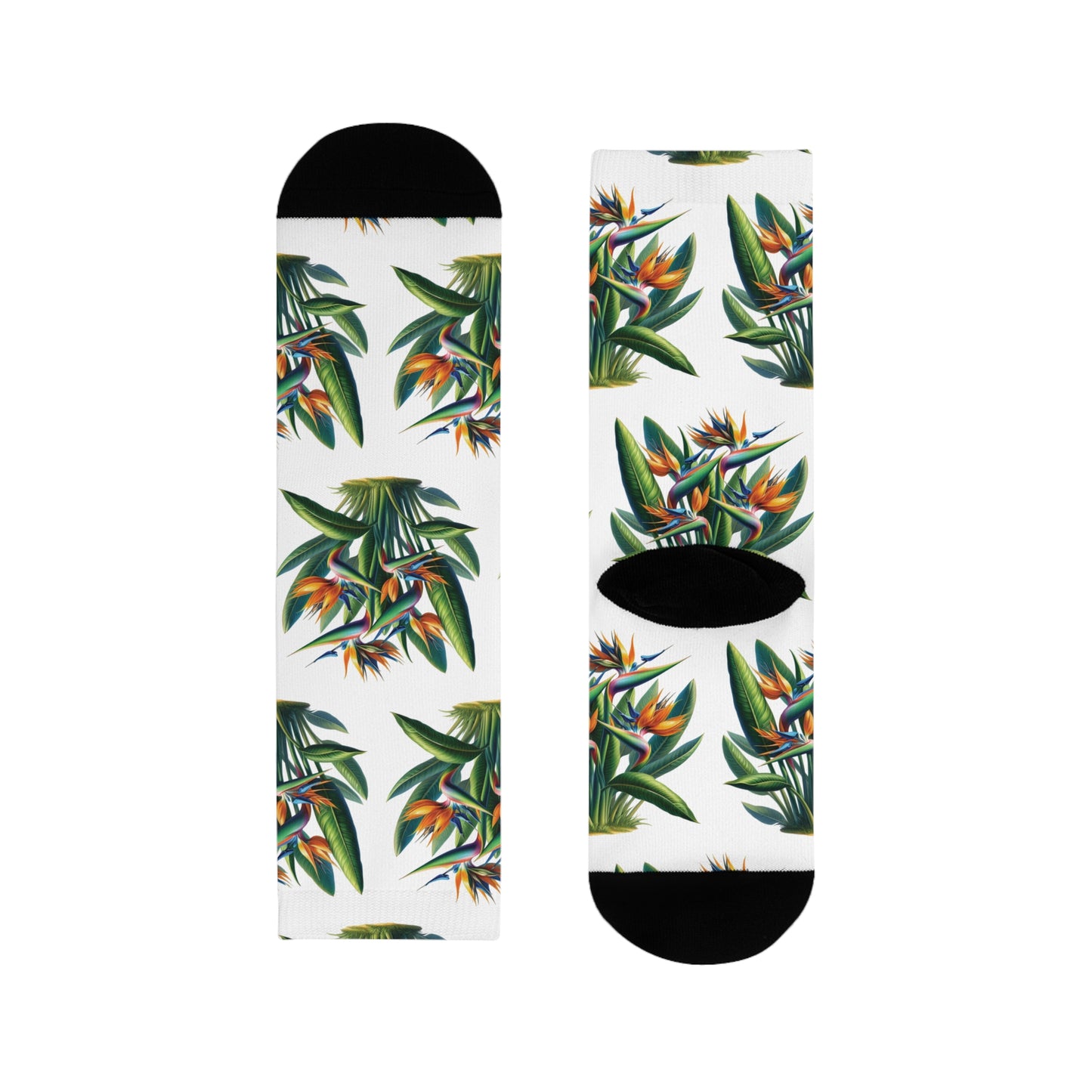 Tropical Bird of Paradise Plant Design Crew Socks, Floral Socks, Nature Lover Gift, Botanical Print Accessory, Unique Garden Gift,