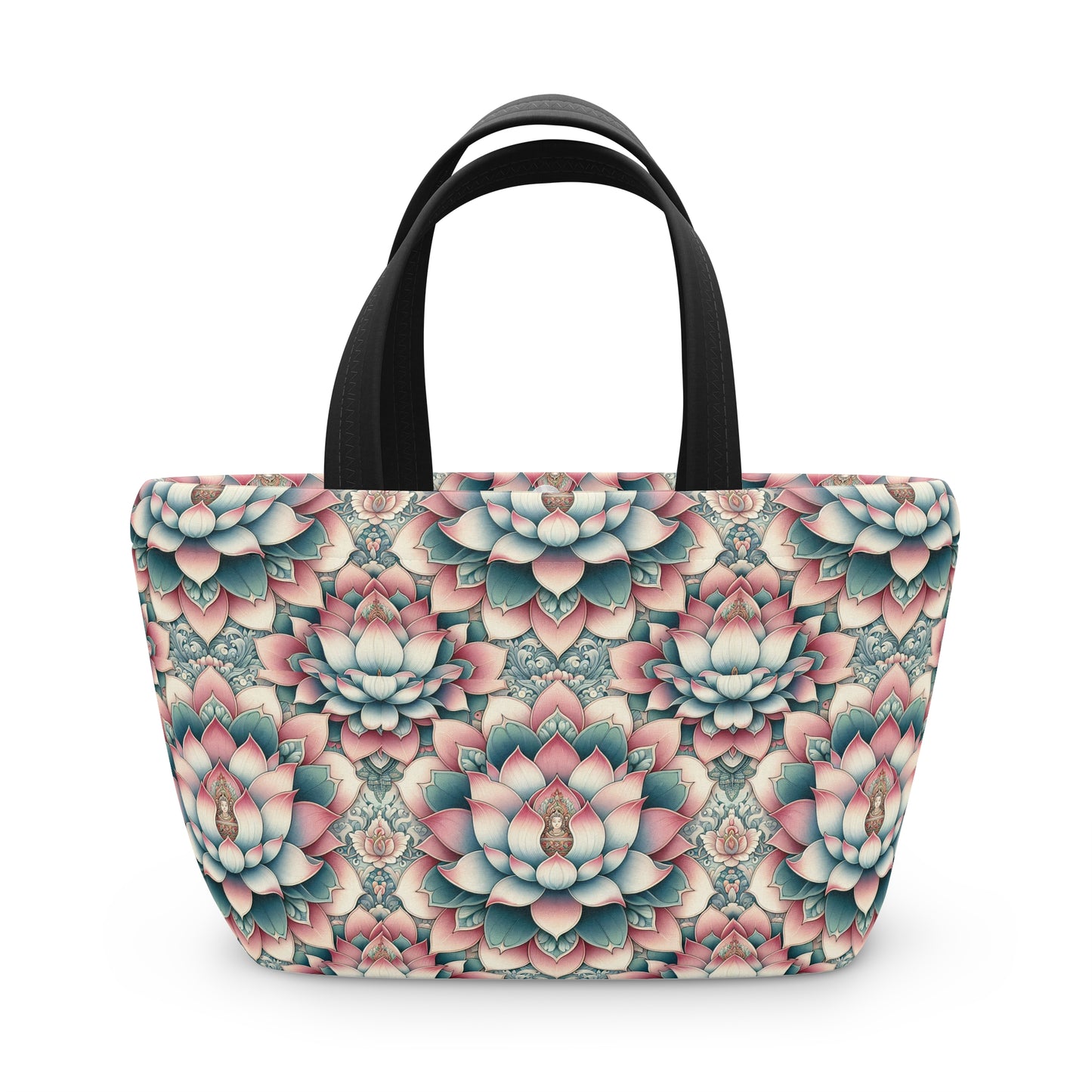 Lunch Bag - Lotus Flower Pattern Insulated Tote for Nature Lovers