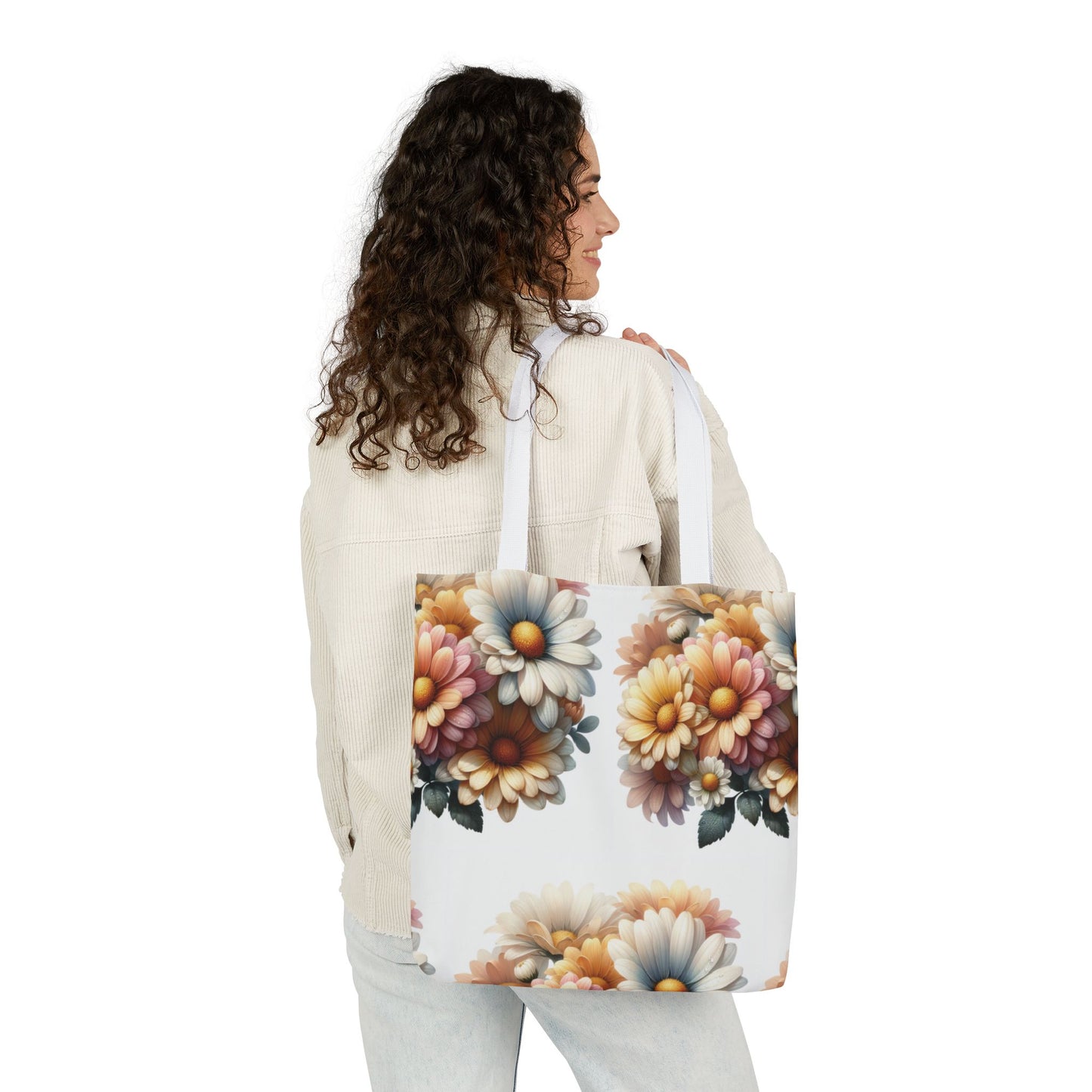 Floral Canvas Tote Bag with 5-Color Straps - Stylish