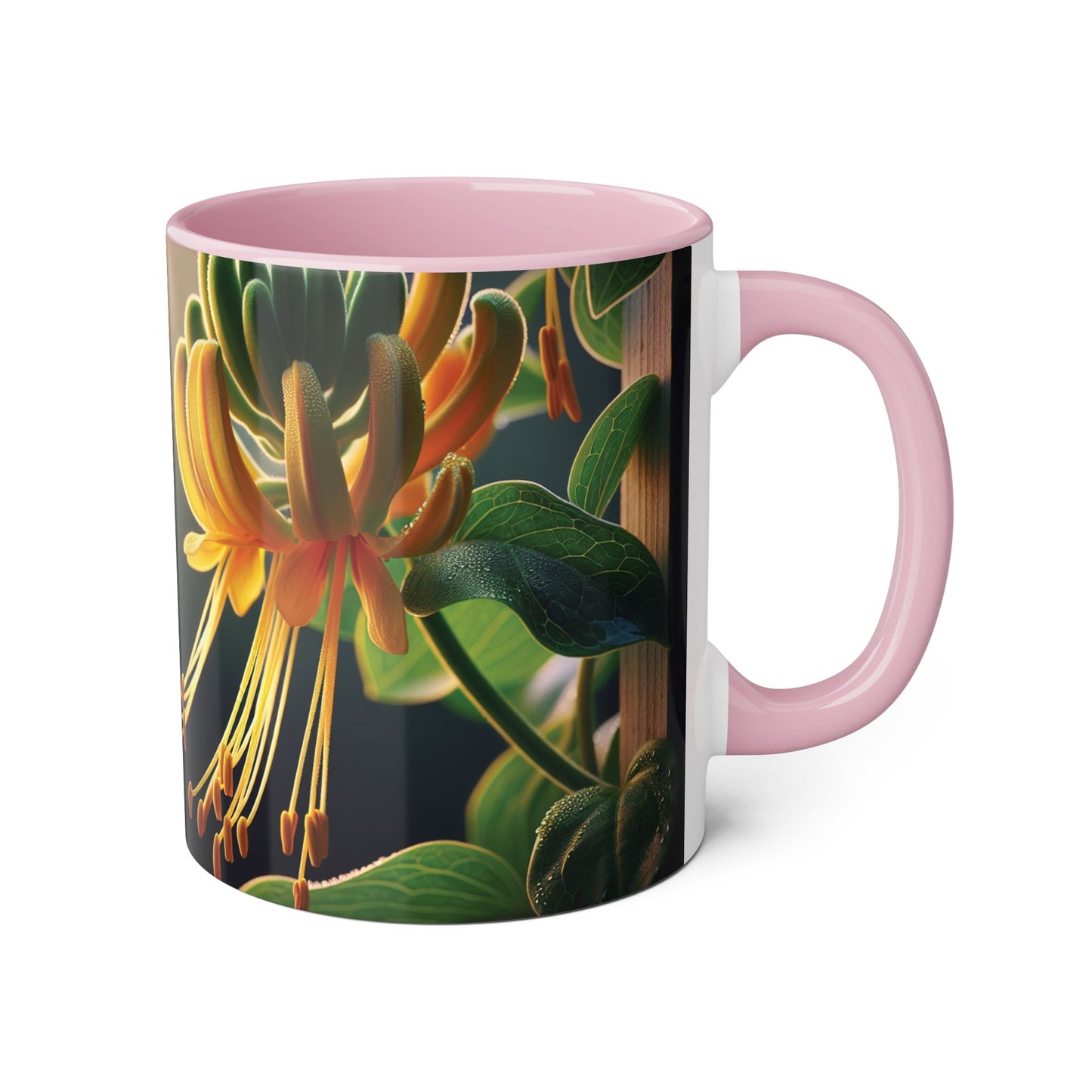 Honeysuckle Accent Mug, Floral Coffee Cup for Garden Lovers, Botanical Tea Mug Decor, Gift for Nature Enthusiasts, Mother's Day Present,