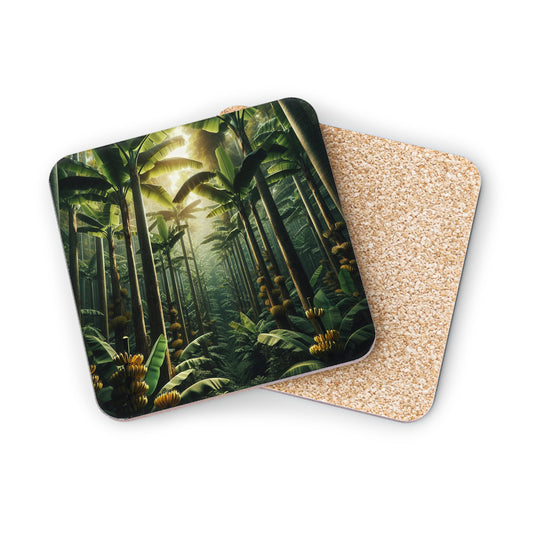 Banana Trees Coaster Set, Tropical Drink Coasters, Fruit Coaster Set, Summer Home Decor, Botanical Coasters