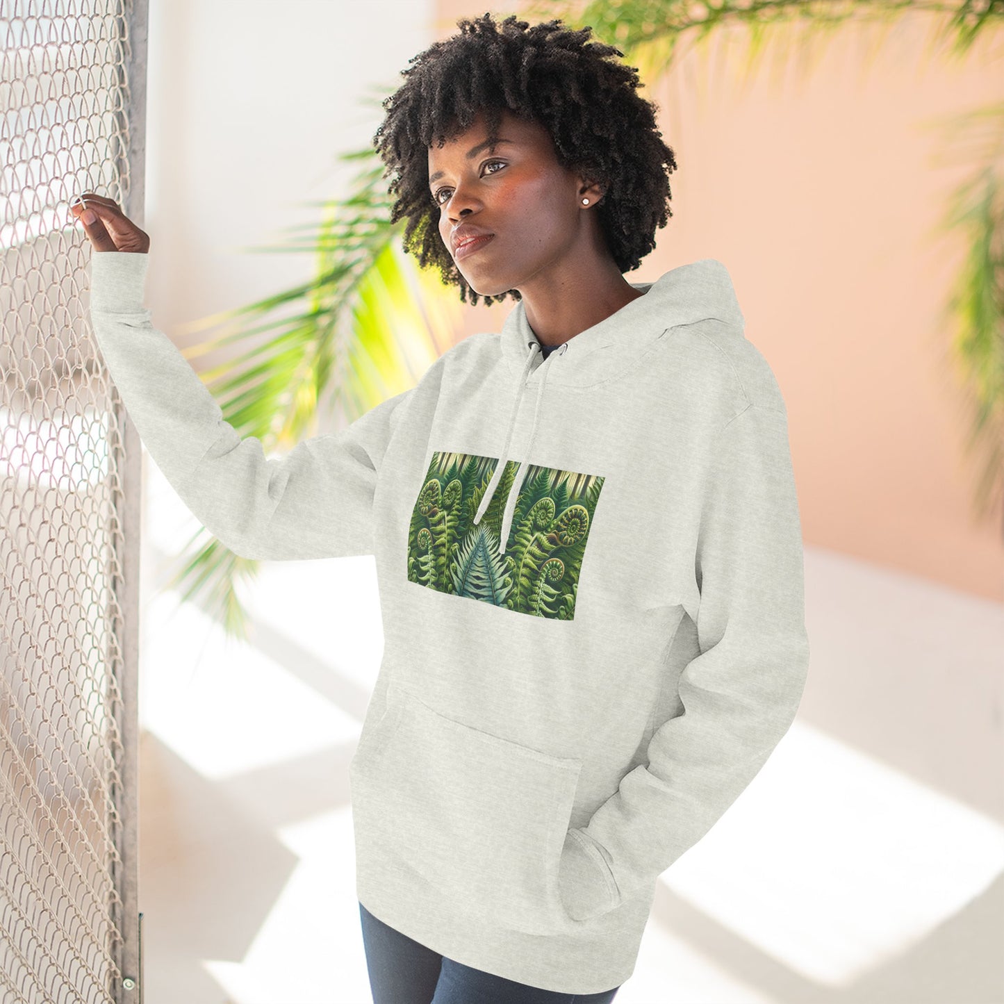 Nature-Inspired Three-Panel Fleece Hoodie for Outdoor Enthusiasts