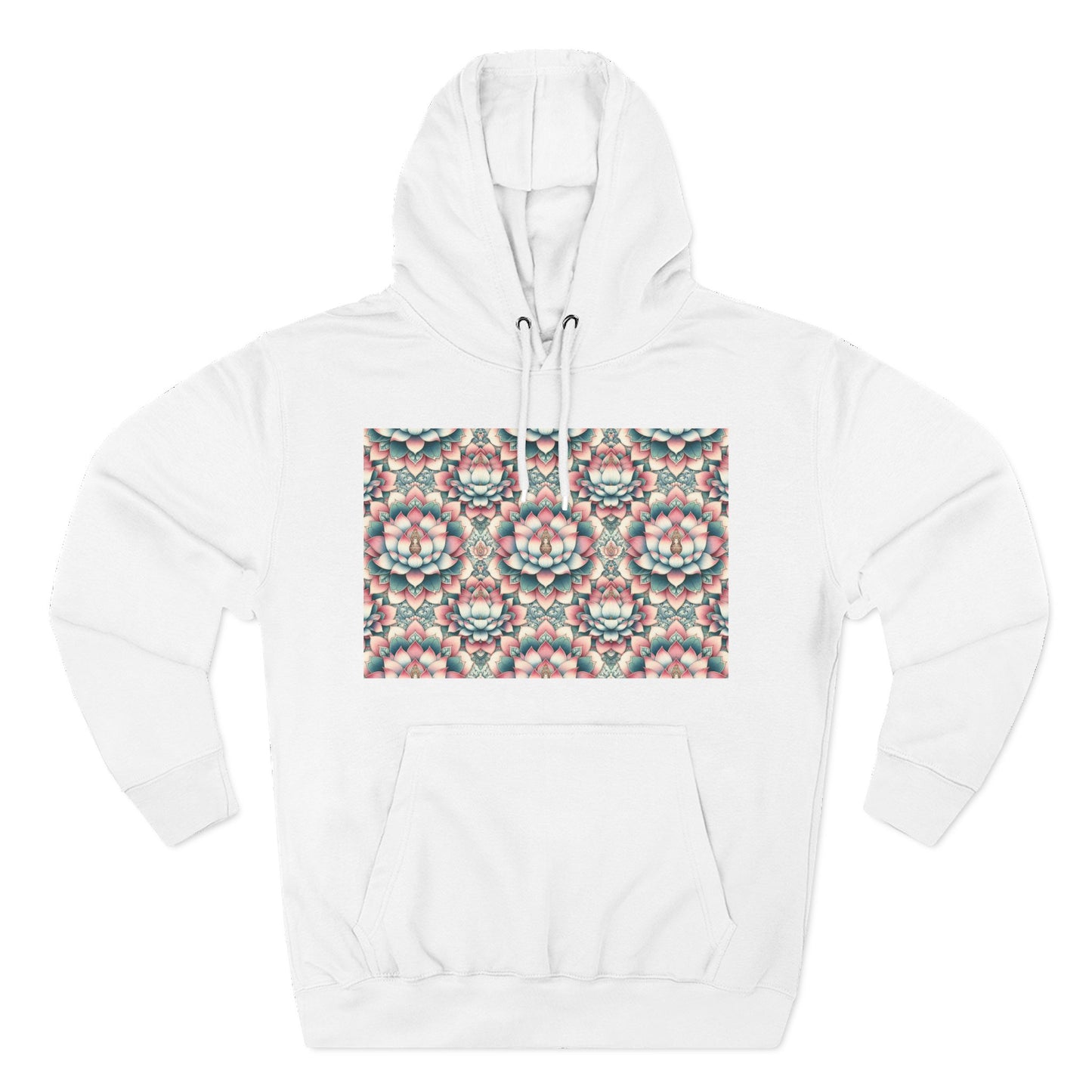 Fleece Hoodie with Lotus Flower Design