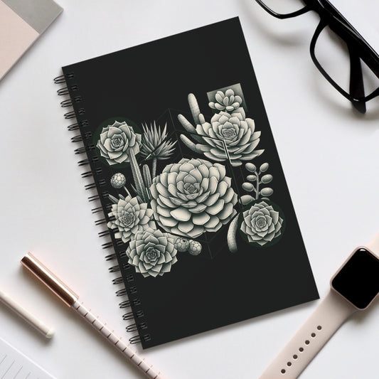 Botanical Spiral Journal - Succulent Design, Gift for Writers, Journal Lovers, Nature Enthusiasts