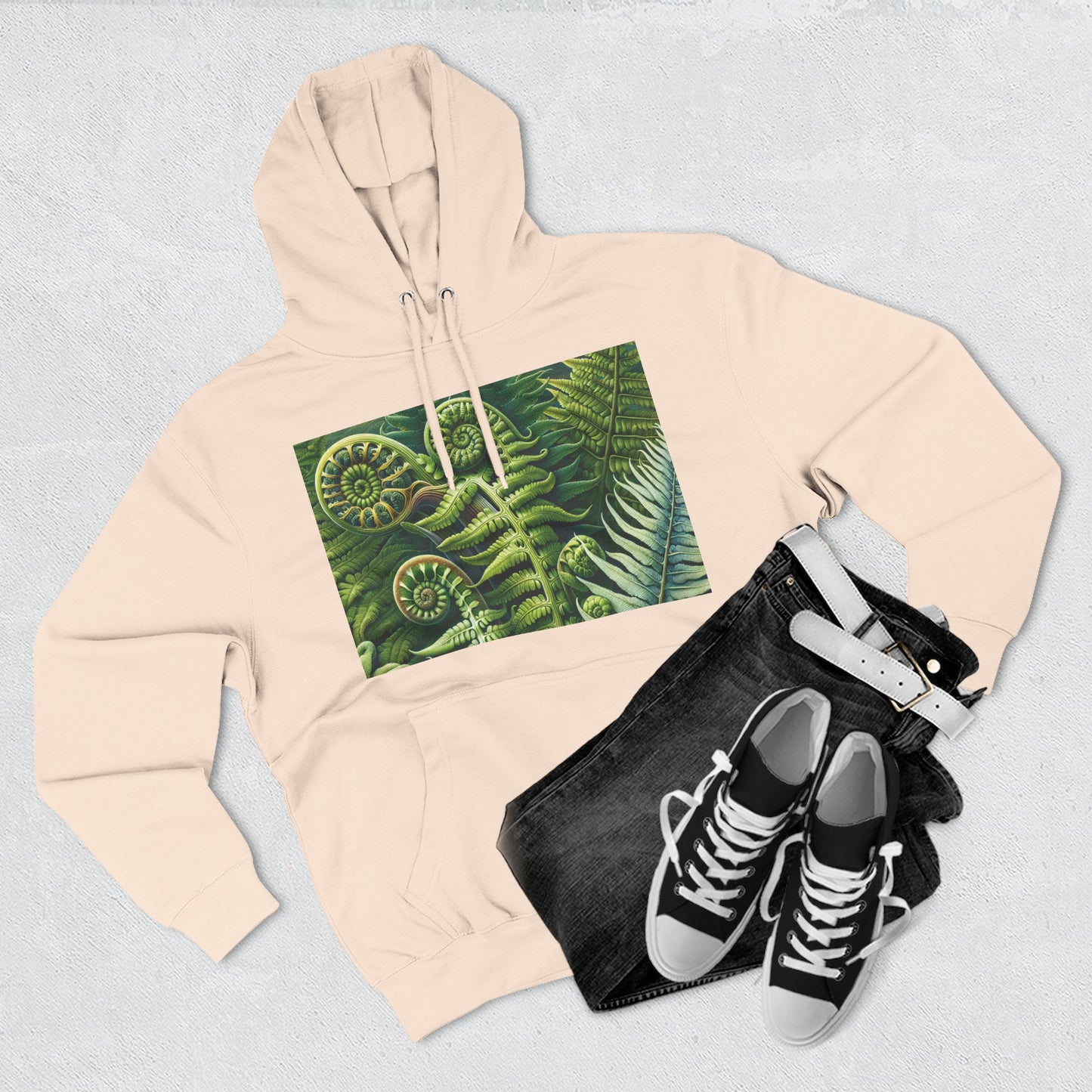 Nature-Inspired Three-Panel Fleece Hoodie for Outdoor Enthusiasts